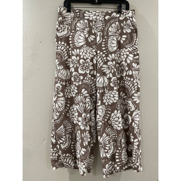 DASH Linnen women’s Pants casual wide legs floral elastic waist size M - Picture 1 of 8
